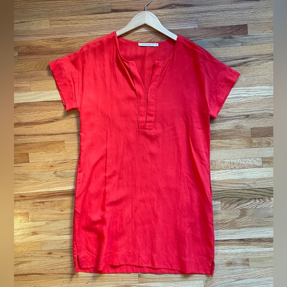 Red Tencel Linen Ellison Shift Dress - Picture 6 of 7